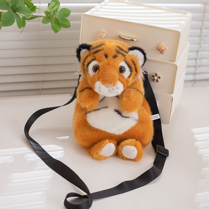 Simulation Tiger Giant Panda Crossbody Bag Shoulder Bag Red Panda Sloth Plush Toy Backpack Zoo Toy