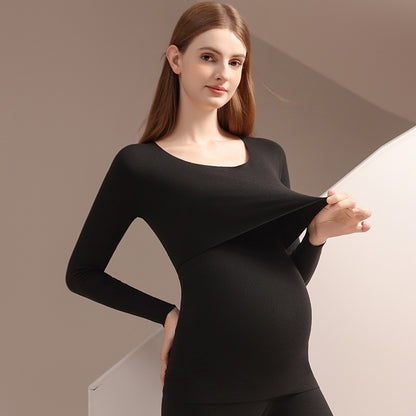 Warm Autumn Clothes for Pregnant Women fleece-lined Postpartum Breastfeeding Clothes De Velvet Breastfeeding Moon Clothes Top Long Sleeve 3211