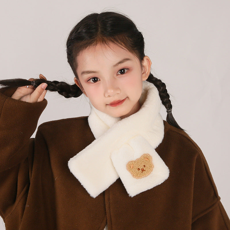 Children's Christmas Autumn and Winter Scarf Plush Warm Cute Cartoon Red New Year Festival Imitation Rabbit Fur Parent-Child Scarf