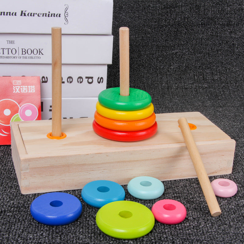 Hanoi Tower for Primary School Students 10 Layers 8 Large 5 Medium 10 Layers Hanrotoro Kidsren's Educational Thinking Training Toys