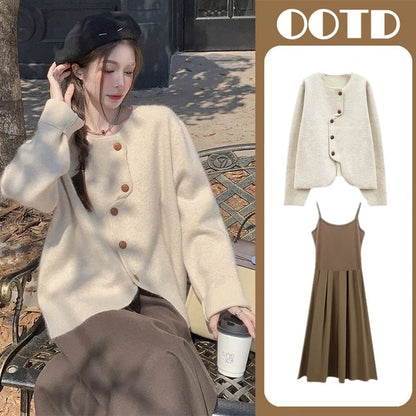 The picture has been processed 2023 autumn and winter fashion temperament sweater + dress pregnant women suit