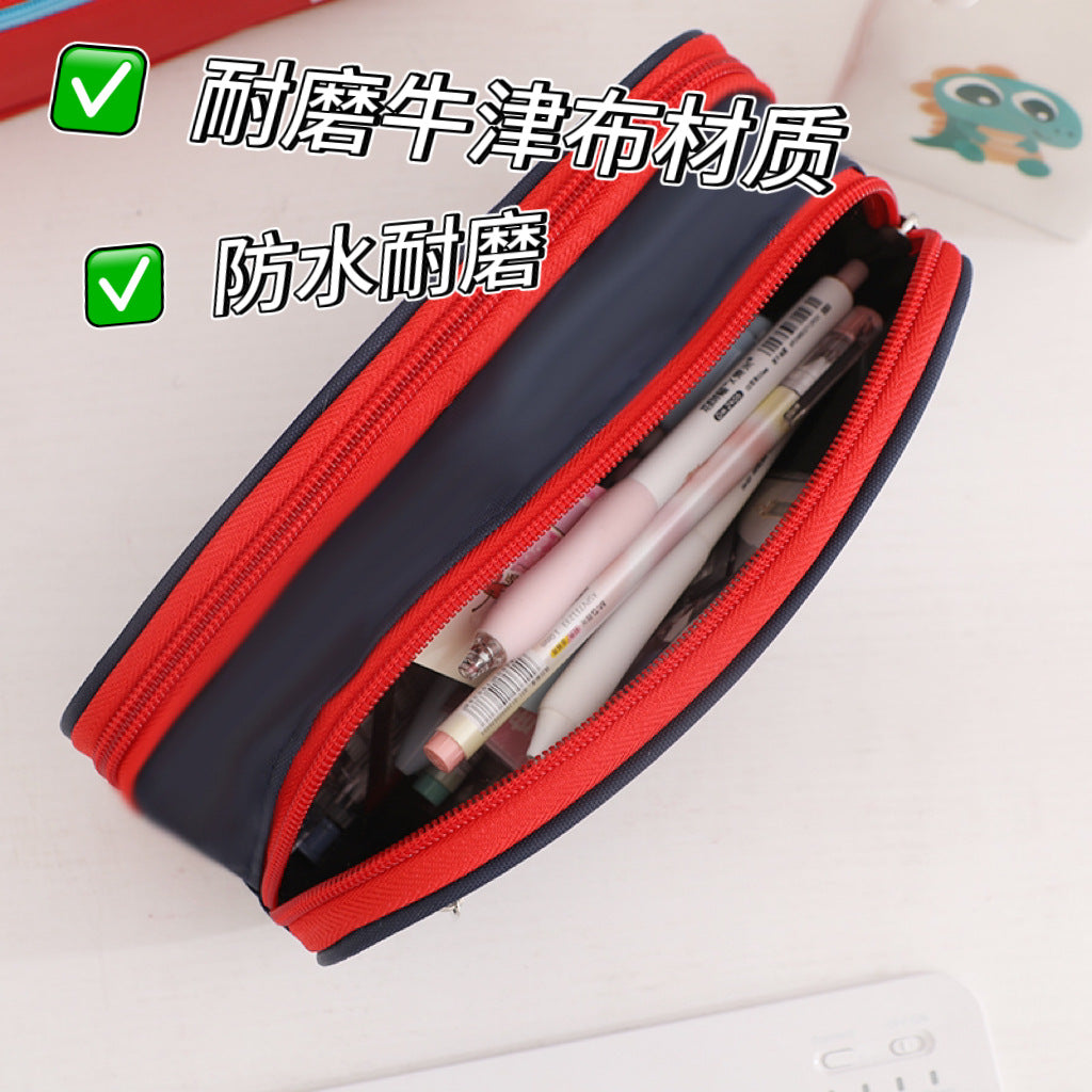 Large-Capacity Stationery Box, Double-Layer Multi-Functional Student Simple Pencil Case, Japanese and Korean Version, Portable Pencil Case for Primary and Secondary School Students