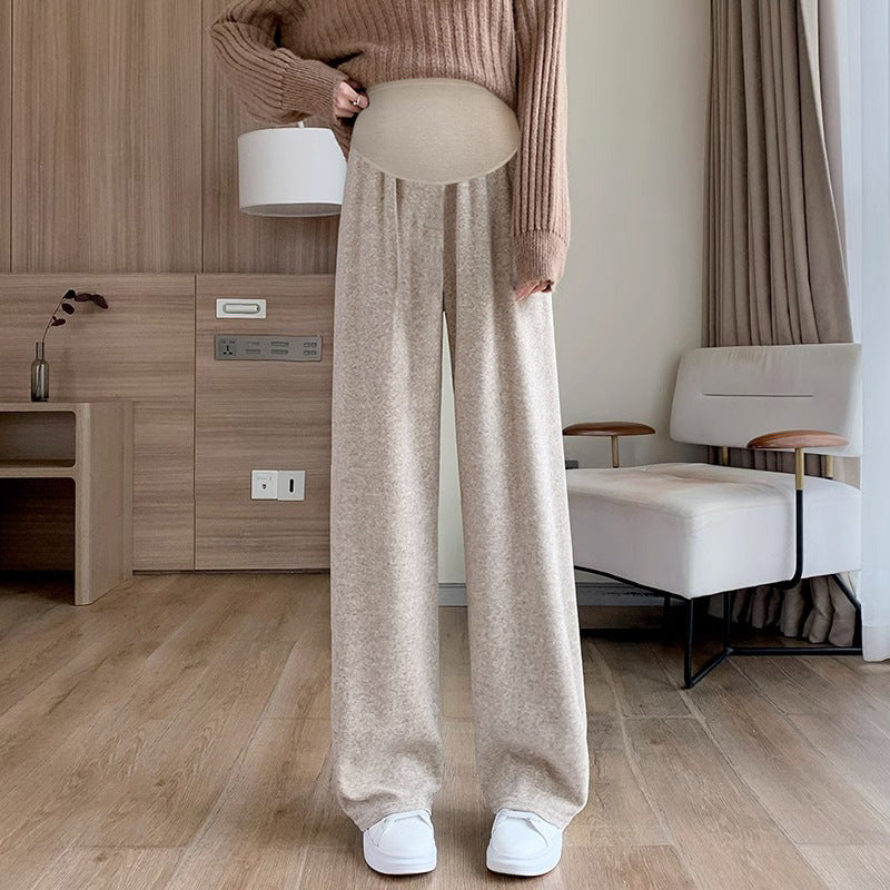 In stock multi-color optional autumn and winter New fleece-lined pregnant women's pants casual Internet celebrity towel pants fashionable drop-down mop pants