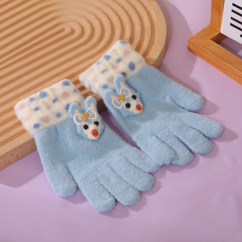 Children's Gloves for Autumn and Winter, Warm Five-Finger Gloves for Boys and Girls, Plush Gloves for Girls, Baby Gloves, Student Writing Gloves, Cycling Gloves, Cold-Proof Finger-Separated Gloves