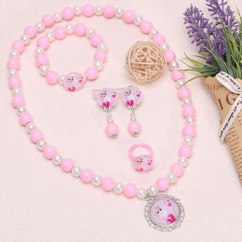 mermaid necklace diy pearl non-allergic beaded suit children cute mermaid princess necklace jewelry