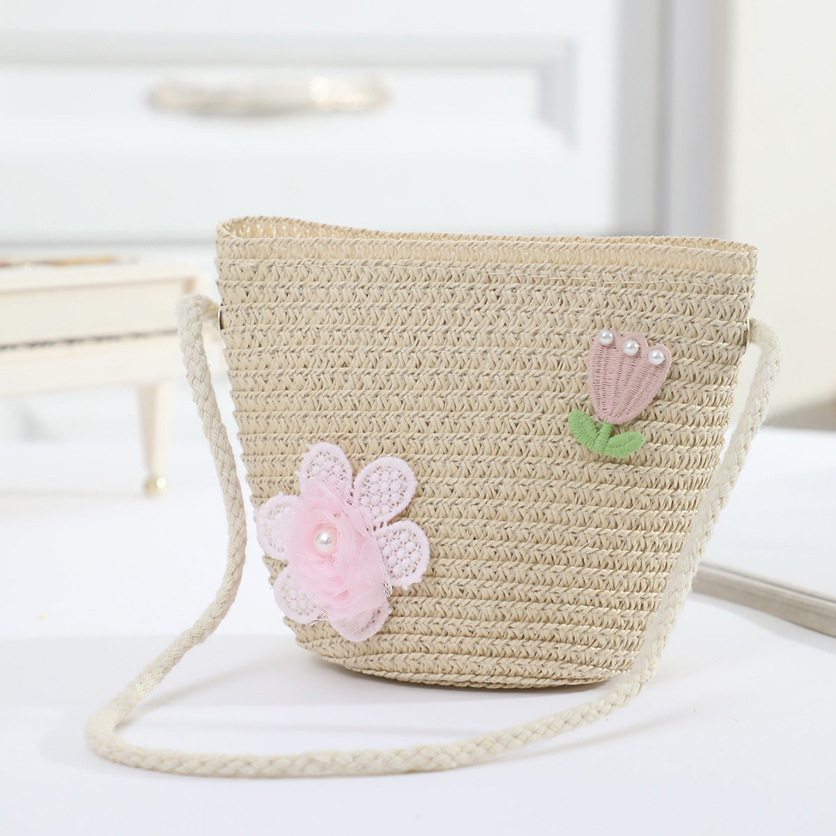 Cross-border New Children's Bag Spring and Summer New Children's Crossbody Bag Handmade Straw Satchel Travel Mini Coin Purse