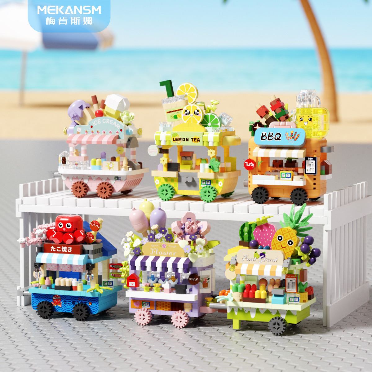 Compatible with Lego City Architecture Street View Hamburg Coffee Flower Shop Small Shop Building Blocks Children's Educational Toys Gifts
