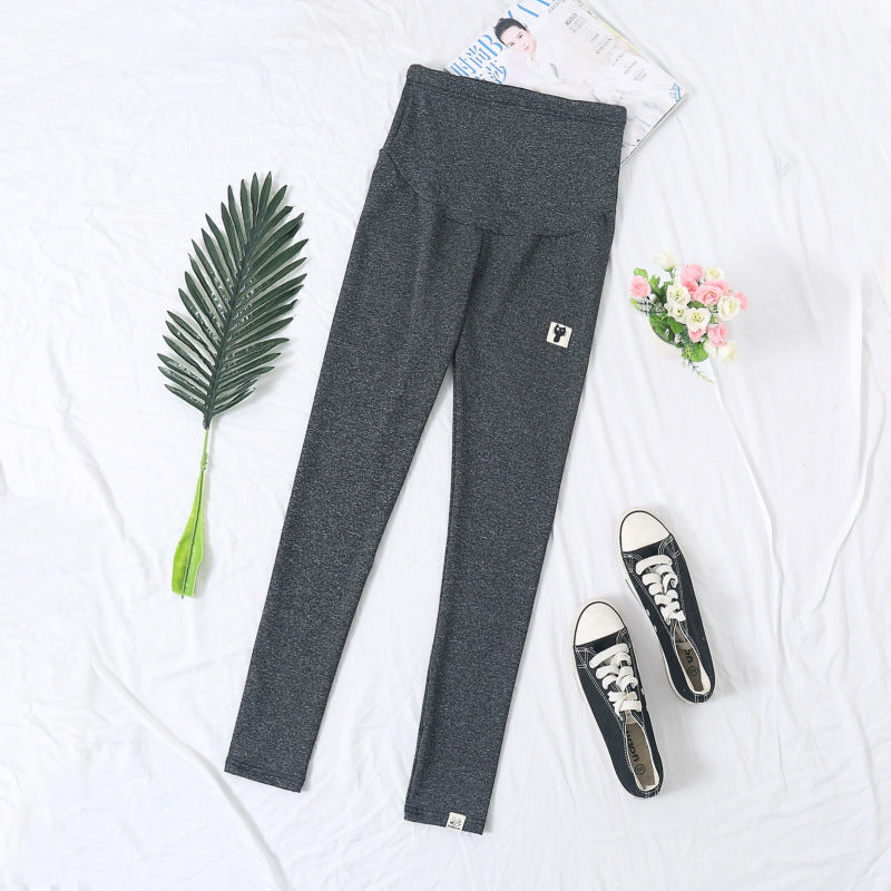 Pregnant Women's Pants Summer Thin High Waist Cropped Pants Spring and Autumn Bottoming Leggings Pants Pregnant Women's Pants for Exterior Wear during Pregnancy