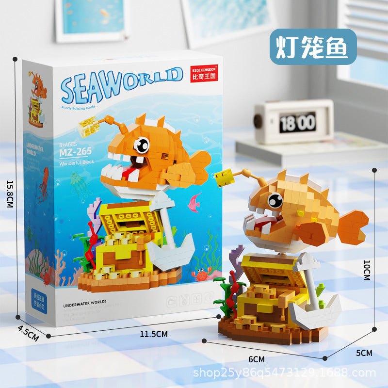 Children's Day Gift Compatible Lego Marine Animals Shark Clownfish Cartoon Doll Assembled Building Blocks Toy