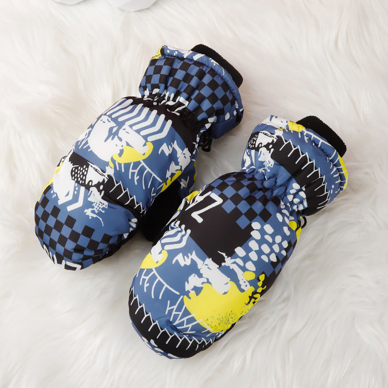 3-10 children's ski gloves outdoor riding gloves winter warm waterproof children's gloves play snow not wet hands