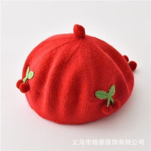 Spring and Autumn Korean Style Baby Boy and Girl Candy Color All-match Knitted Beret Children's Western Style Casual Wool Hat Paintler Hat