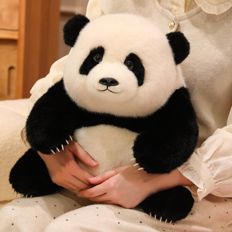 Simulated National Treasure Giant Panda Huahua Qizai Plush Doll Toy Rag Doll Kidsren's Gift Sleeping Hug Doll