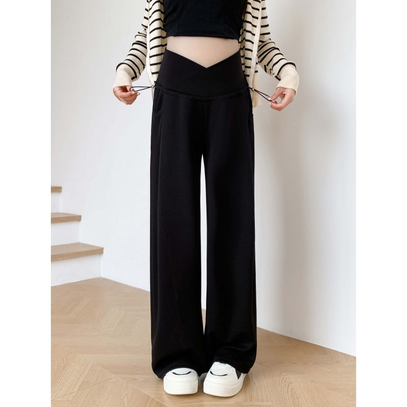 Real shot pregnant women pants spring and autumn outer wear 2025 new casual wide leg pants early pregnancy pants maternity spring clothes