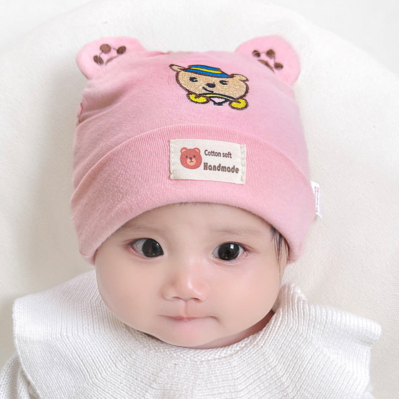 Katu Bear Infant Hat Spring & Fall 3-6-12 Months Male and Female Baby Pullover Hat Cotton 100-Day Sleeping Hat