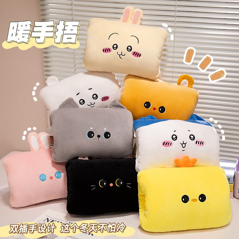 Cartoon winter warm hand pillow can be inserted cute plush toy doll pillow learn girls warm hand doll