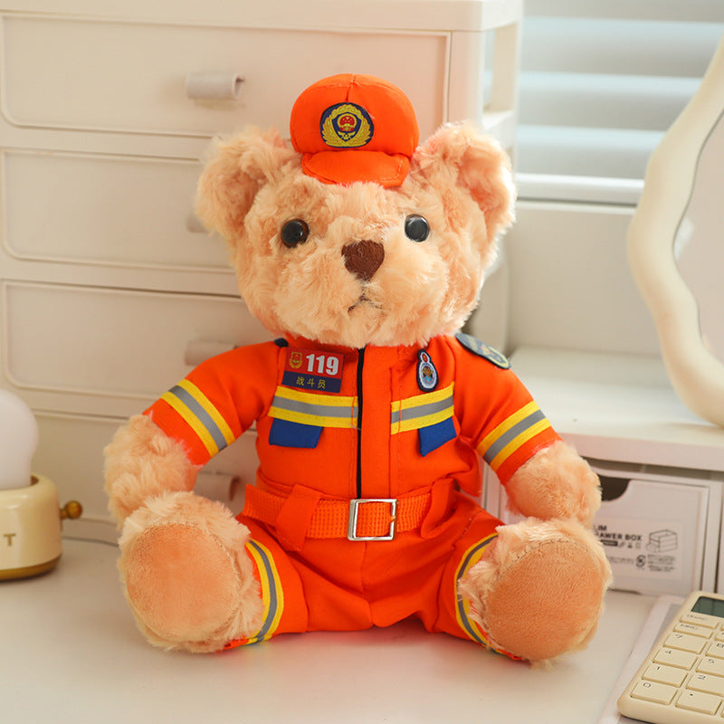 Police Bear Doll Traffic Police Bear Doll Uniform Fire Suit Teddy Bear Plush Toy Internet Red Bear Doll