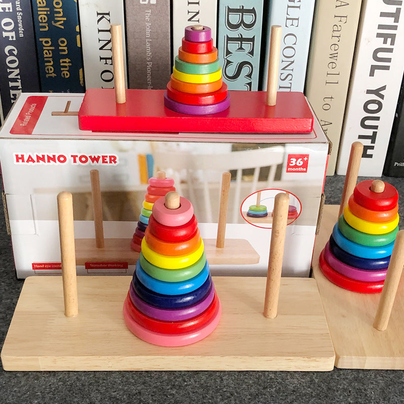 Large Hannoy Tower Wooden 8-Layer 8-Layer Educational Children Hanrota Toy for Primary School Students Logical Thinking Training
