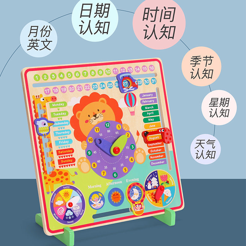 Children's Clock Teaching Aids Montessori Calendar Clock Board Children's Learning Time Clock Cognition Kindergarten Early Education Toys