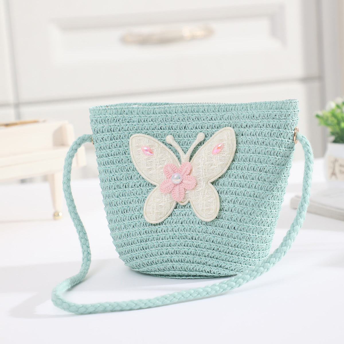 Cross-border New Children's Bag Spring and Summer New Children's Crossbody Bag Handmade Straw Satchel Travel Mini Coin Purse