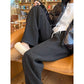 Maternity Pants, Autumn and Winter Style, Woolen, Thickened, Wide-Leg Pants for Outer Wear, High-Waisted, Belly-Supporting, Plus-Size, Straight-Leg, Casual Long Pants with Fleece Lining