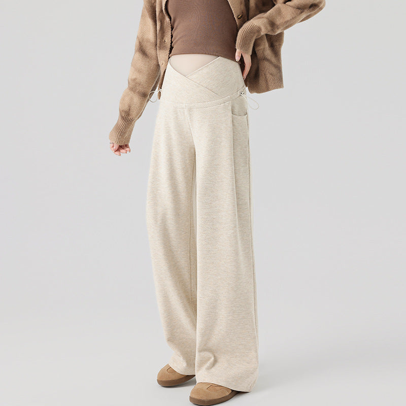 Pregnant Women's Pants Spring and Autumn Outer Wear 2024 New Autumn and Winter Wide Leg Pants Trousers Not Stomach Autumn Winter Wear