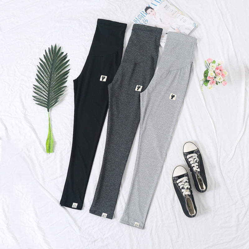Pregnant Women's Pants Summer Thin High Waist Cropped Pants Spring and Autumn Bottoming Leggings Pants Pregnant Women's Pants for Exterior Wear during Pregnancy