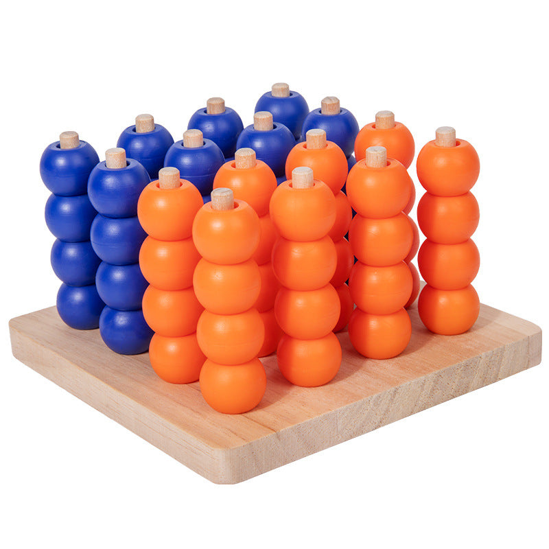 Three-Dimensional Four-Piece Chess Four-Piece Game Chess P 0.34kg Kidsren's Educational Early Education Multi-Person Toy Wooden Boxed Multi-Color