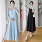 Real shot spot 2023 spring new net red maternity sling two-piece slimming sunscreen breastfeeding dress