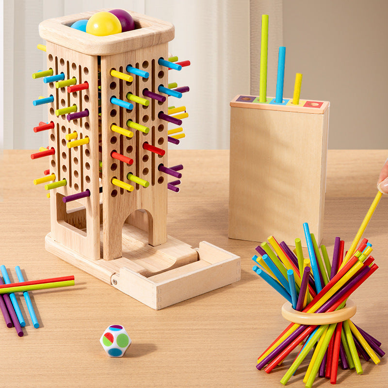 Early Education Children's Three-in-One Stick Game Baby Stick Color Classification Pitching Montessori Wooden Toys