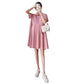 Pregnant Women's Dress Women's Summer Trendy Mom Thin Short-sleeved Top Pink Polo Collar Fashion Nursing Summer Dress