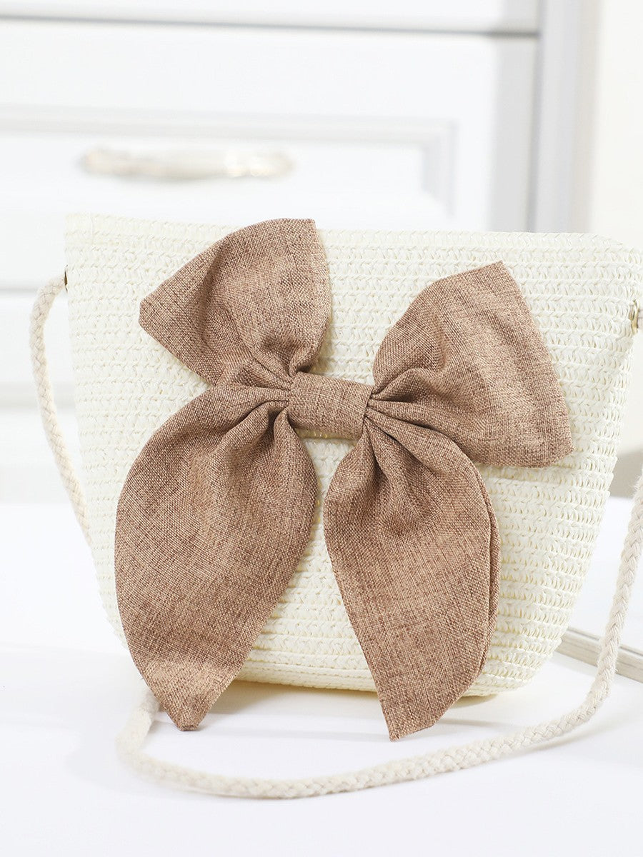 Straw Handmade Bow Woven Mobile Phone Bag Cross-border Hot Selling Women's Crossbody Seaside Straw Woven Crossbody Woven Bag Factory