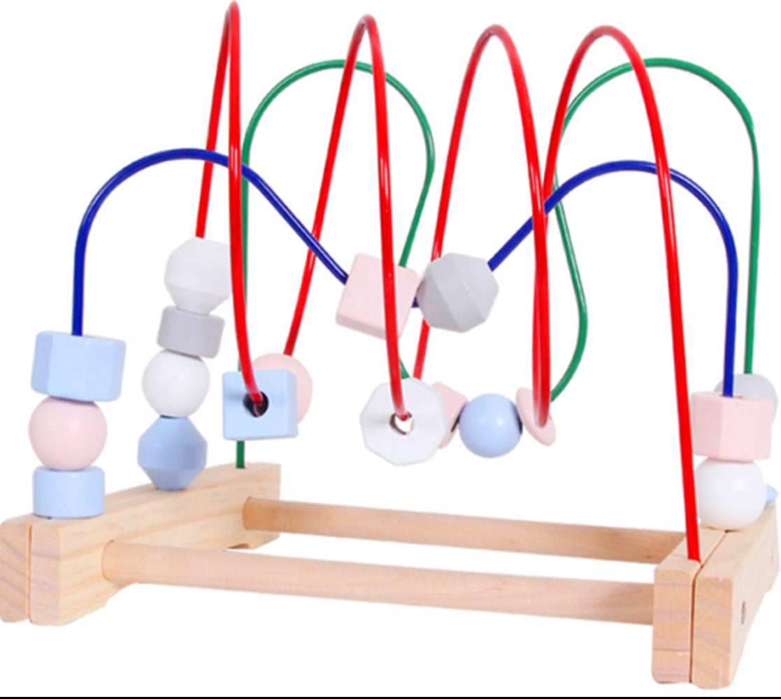 Children's Wooden Multi-Functional Threading Large Bead Color Recognition Early Education Building Blocks Matching Parent-Child Interactive Educational Toys