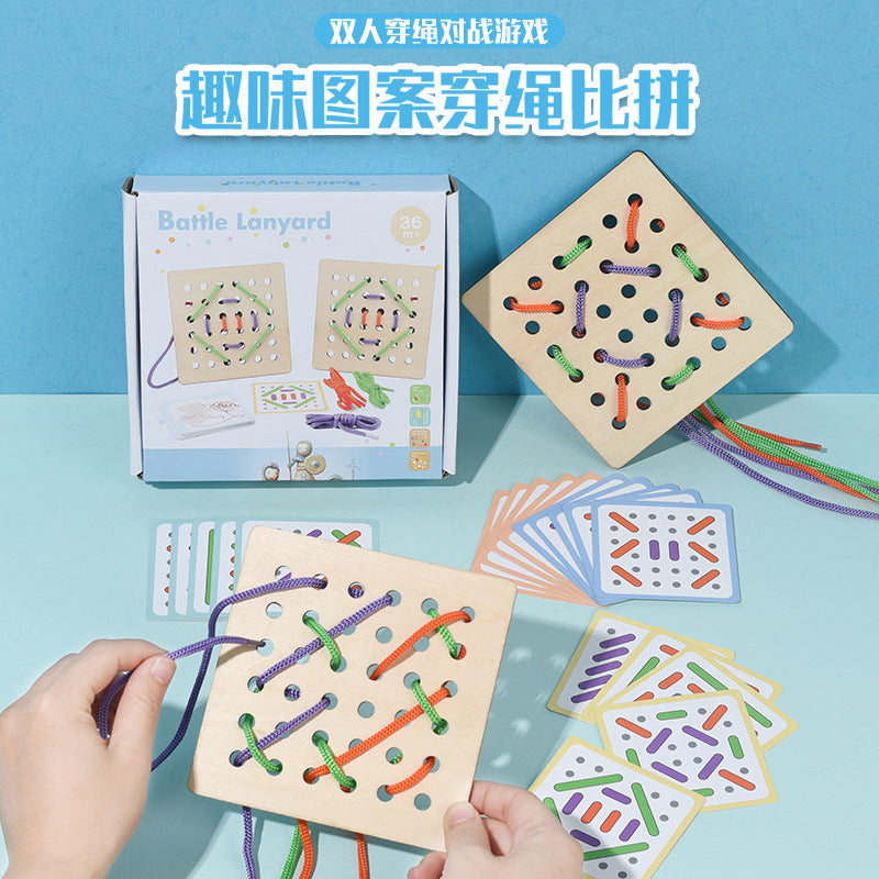 Children's Educational Threading Board, Threading Rope and Beads to Exercise Baby's Fine Finger Movement Toys, Montessori Early Education Teaching Aids