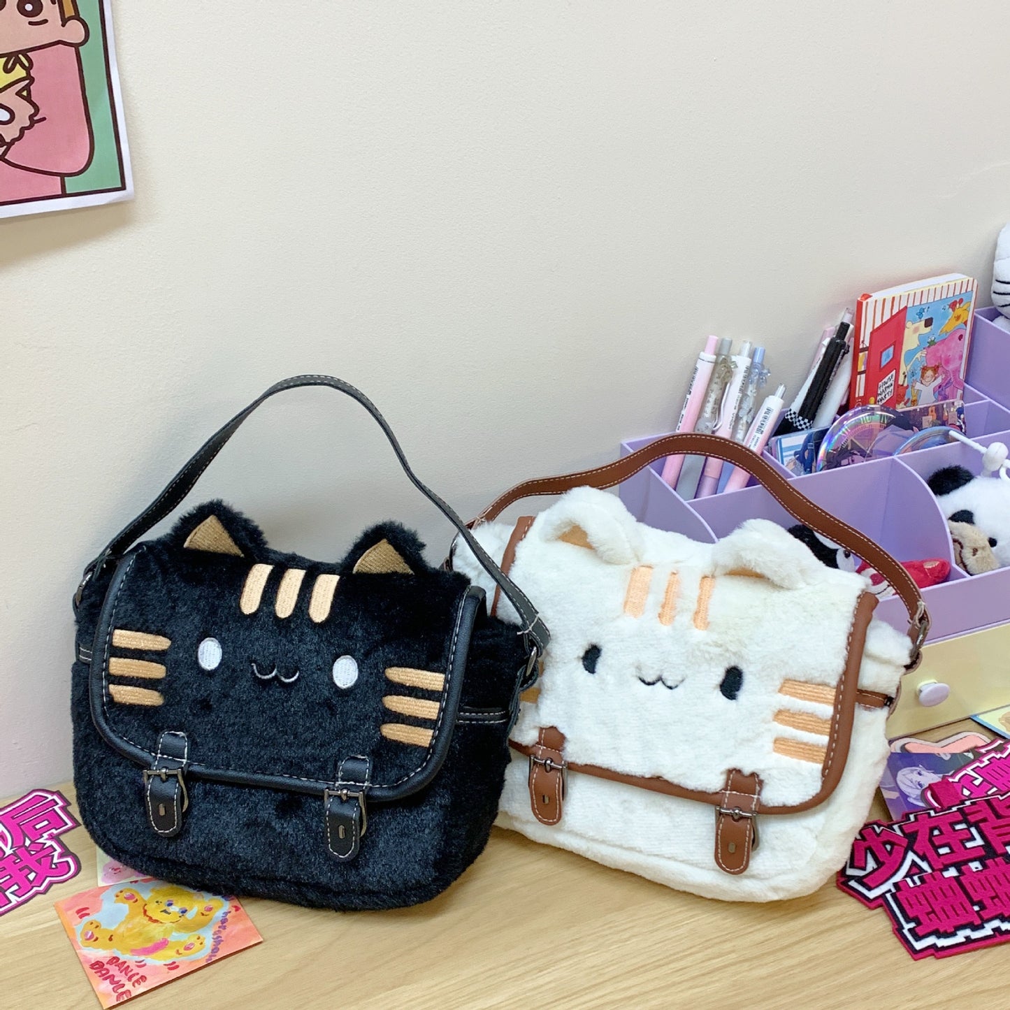 Cute Cat Plush Small Bag Shoulder Bag New Online Popular High Color Value Cartoon Plush Doll Handbag Women's Bag