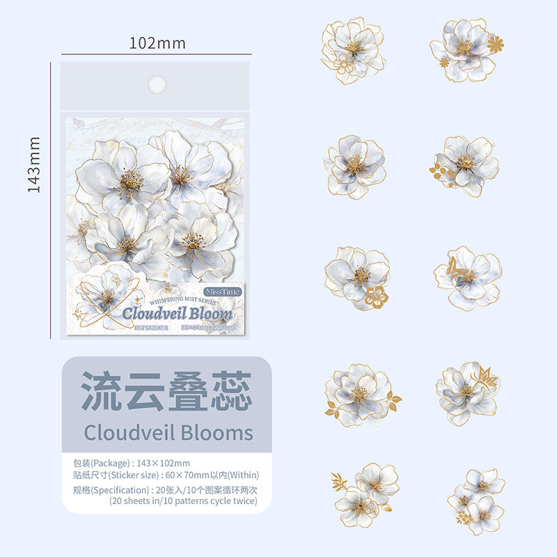 Pick up Pet Flower Sticker Pack, Hot Stamping Handbook DIY Decorative Material Stickers, 20 Pieces in Cross-Border 6 Styles