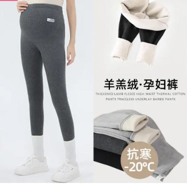 Maternity Leggings Autumn and Winter 2024 New Maternity Pants Winter Outer Wear Plus Cashmere Warm Cotton Pants