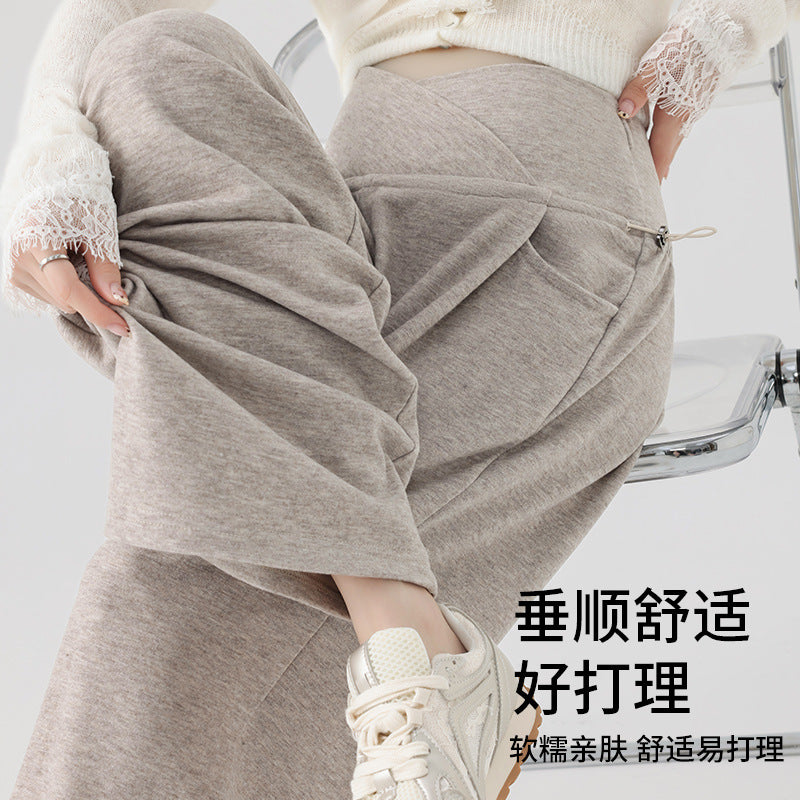 Pregnant Women's Pants Spring and Autumn Outer Wear 2024 New Autumn and Winter Wide Leg Pants Trousers Not Stomach Autumn Winter Wear