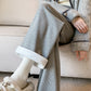 Pregnant women's pants 2024 new pregnant women's pants autumn and winter fleece-lined small pregnancy wide leg pants drawstring straight tube pants