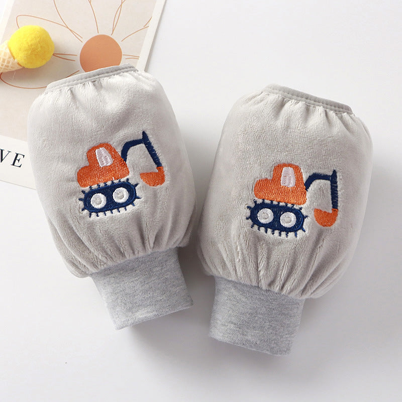 Children's Sleeve Lined Crystal Velvet Anti-Stain and Dirt-Resistant Autumn and Winter New Style Cute Three-Dimensional Embroidery for Boys and Girls