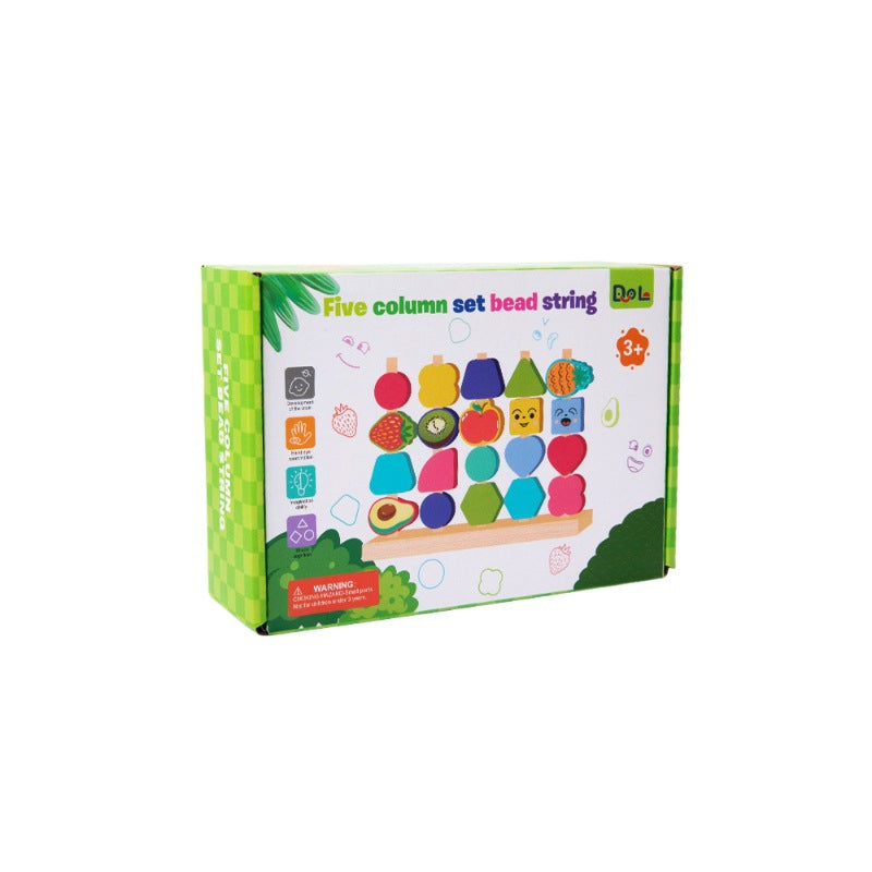 Children's Beaded Column Puzzle Educational Toy Intelligence Box Wooden Shape Matching Baby Geometric Shape Recognition