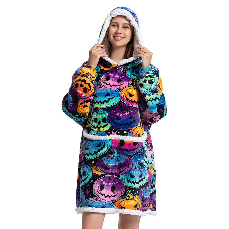 Composite Thermal Clothing Tv Blanket, Extra Long and Thick, Home Wear, Outdoor Mid-Length Pajamas, Flannel, Can Be Worn Outside, Couple Style