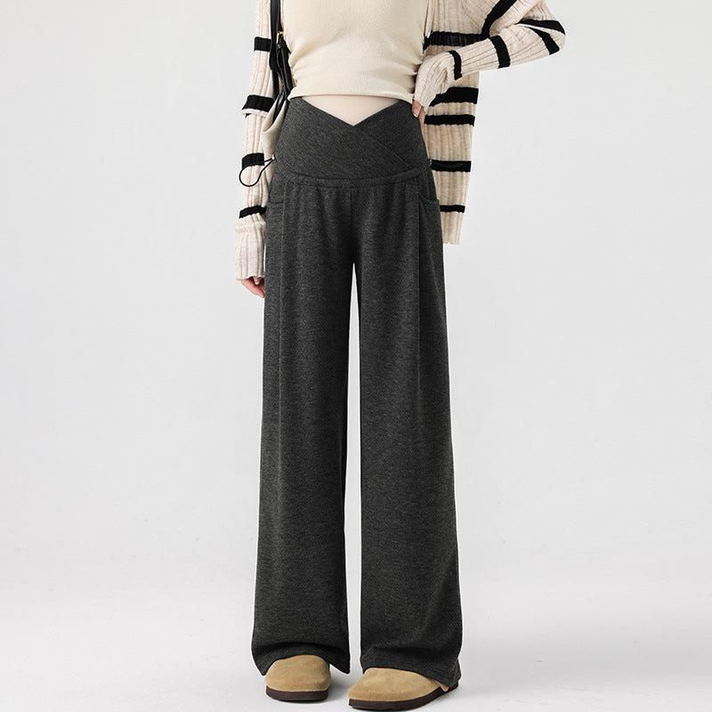 Pregnant Women's Pants Spring and Autumn Outer Wear 2024 New Autumn and Winter Wide Leg Pants Trousers Not Stomach Autumn Winter Wear