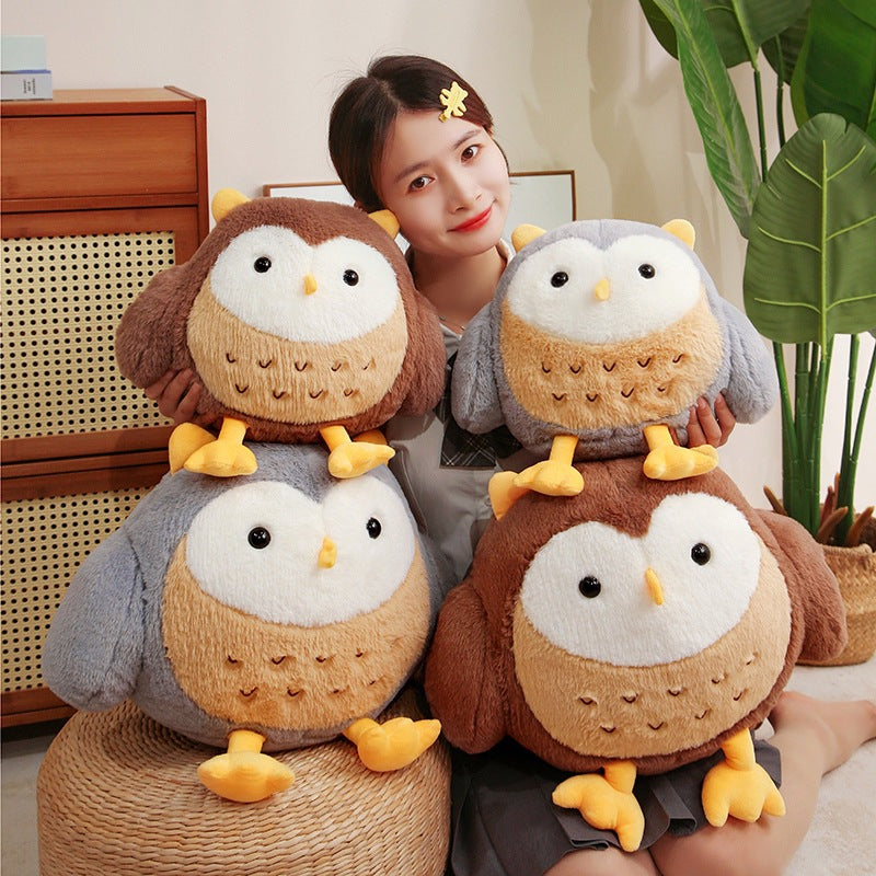Cute and Cute Round Owl Doll Plush Toy Children's Companion Comfort Cloth Doll Girl's Birthday Gift