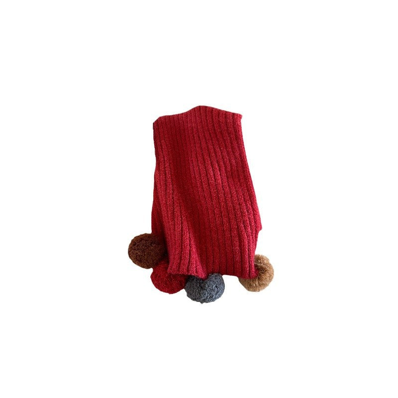 Qiunan Kidsren's Scarf Red New Year's Christmas Festive Warm Knitted Scarf Winter Windproof Neck Cover for Boys and Girls