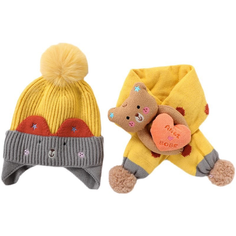 Children's Hat Boy's Winter Baby's Wool Hat Ear Protection Boy's Scarf suit Girl's Baby Toddler Autumn and Winter