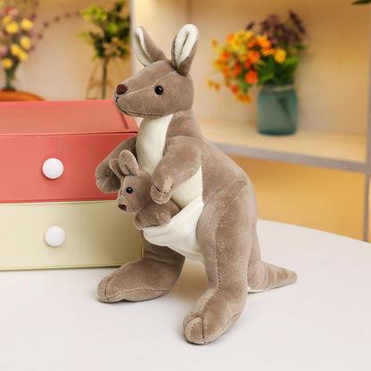 Cute Australian kangaroo plush toy mother and child kangaroo doll simulation animal doll parent-child doll birthday gift