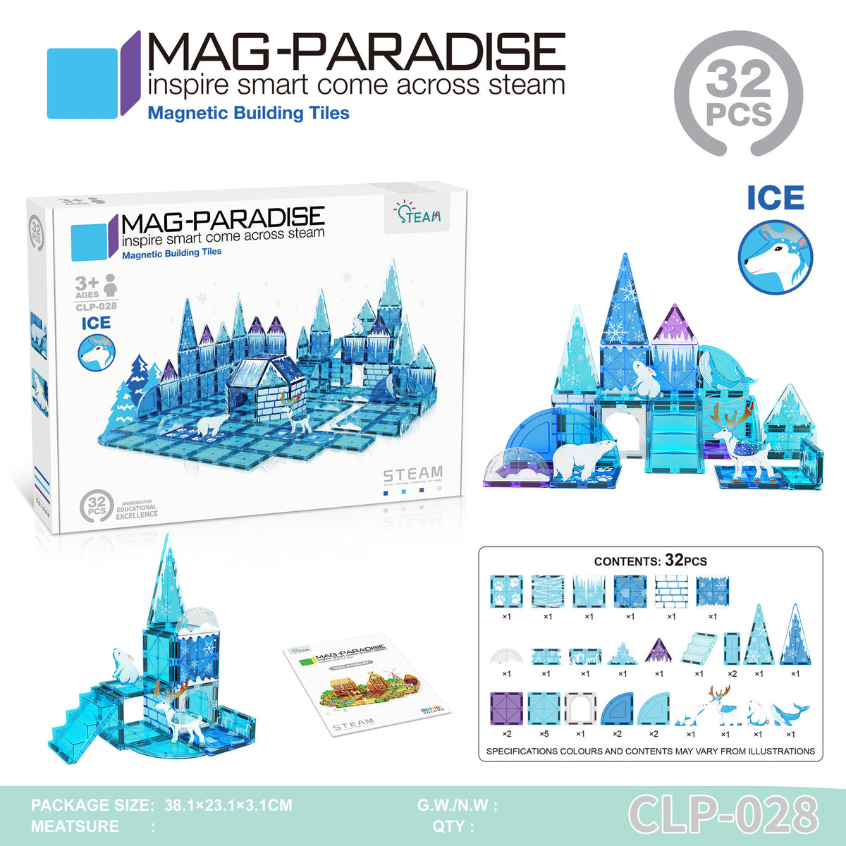 Girls Color Window Magnetic Sheet Kidsren's Zoo Engineering Vehicle City Crane Scene Strong Magnetic Refill Kidsren's Puzzle