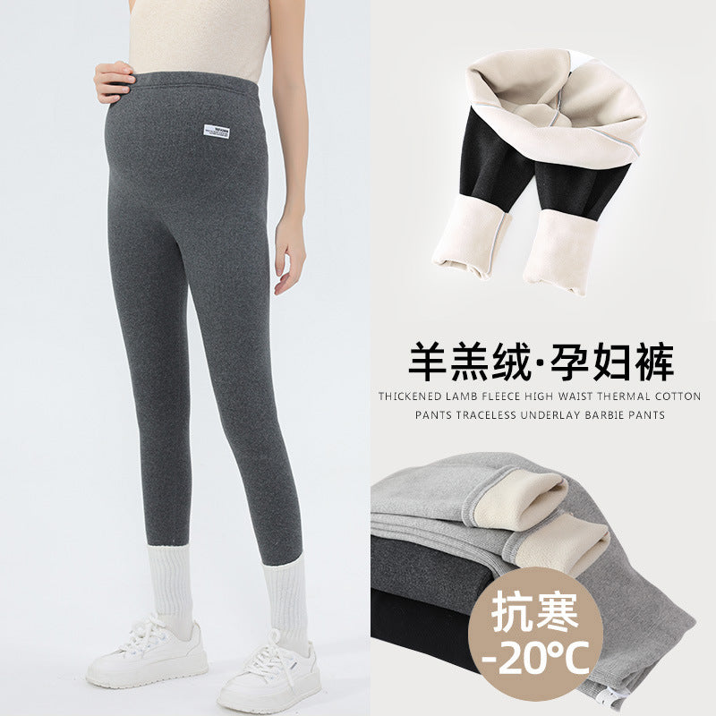 Maternity Leggings Autumn and Winter 2024 New Maternity Pants Winter Outer Wear Plus Cashmere Warm Cotton Pants
