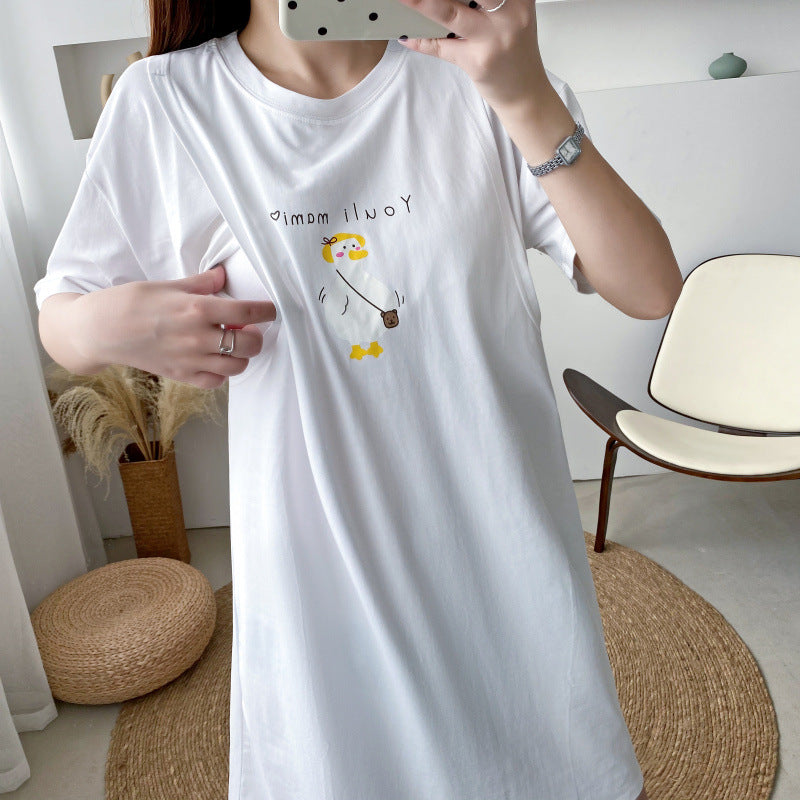 Breastfeeding dress Summer T-shirt Long Postpartum Breastfeeding Clothes Top Out Hot Mom Summer Breastfeeding Clothes