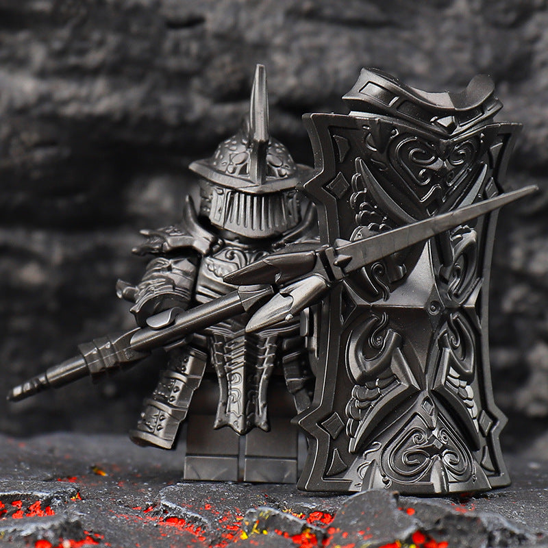 Black High Tower Knight Frost Silver Barrier Battle Guard Soul Third Party Minifigure Building Block Toy Boy Compatible with Lego Foreign Trade